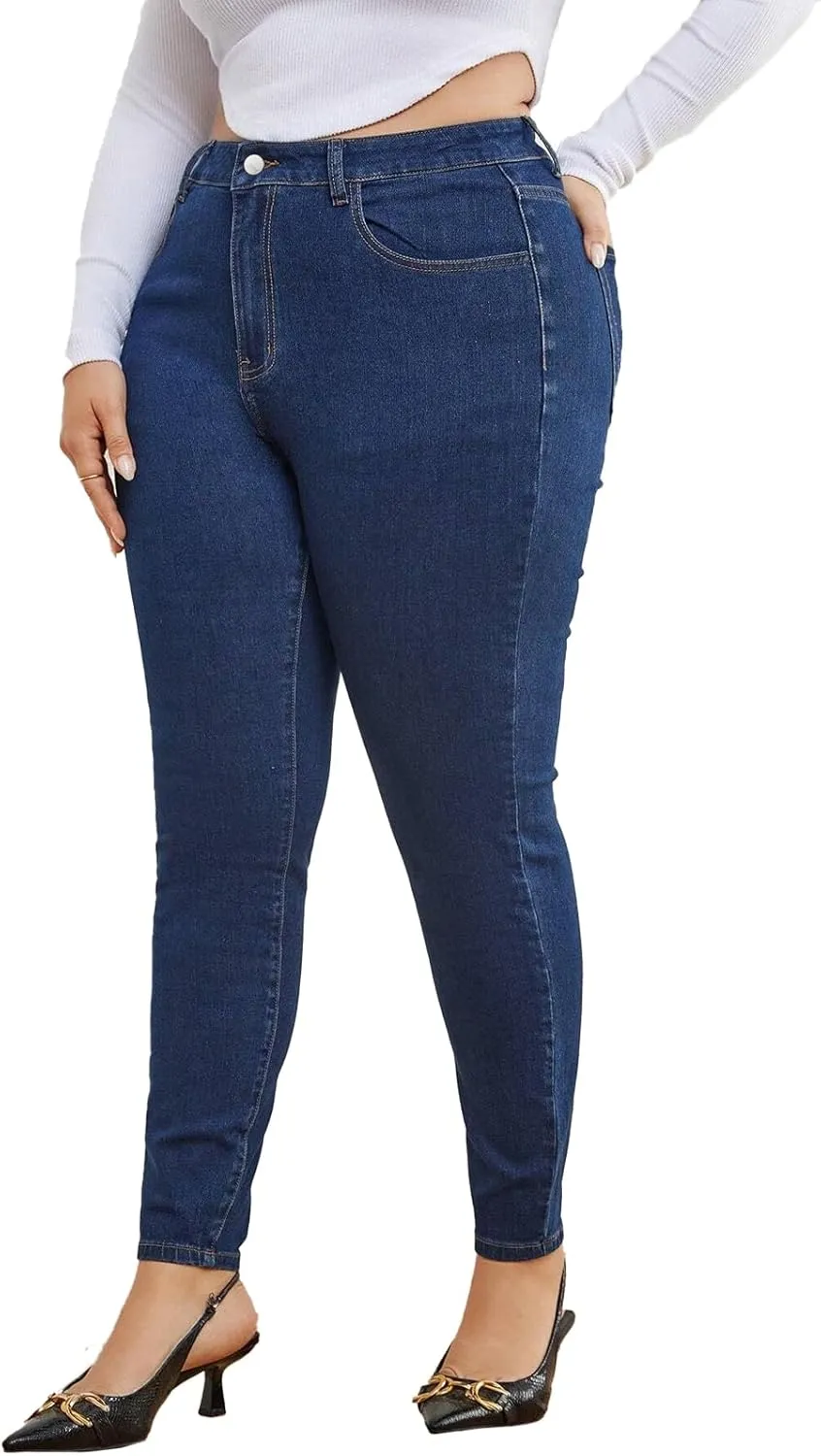 KISSPLUS Plus Size Skinny Jeans for Women High Waist Pencil Women Jeans Curvy High Waist Stretchy Denim Pants for Women