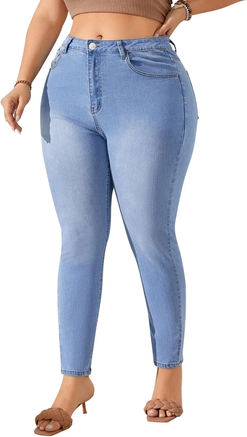 KISSPLUS Plus Size Skinny Jeans for Women High Waist Pencil Women Jeans Curvy High Waist Stretchy Denim Pants for Women