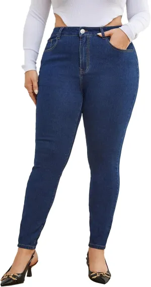 KISSPLUS Plus Size Skinny Jeans for Women High Waist Pencil Women Jeans Curvy High Waist Stretchy Denim Pants for Women