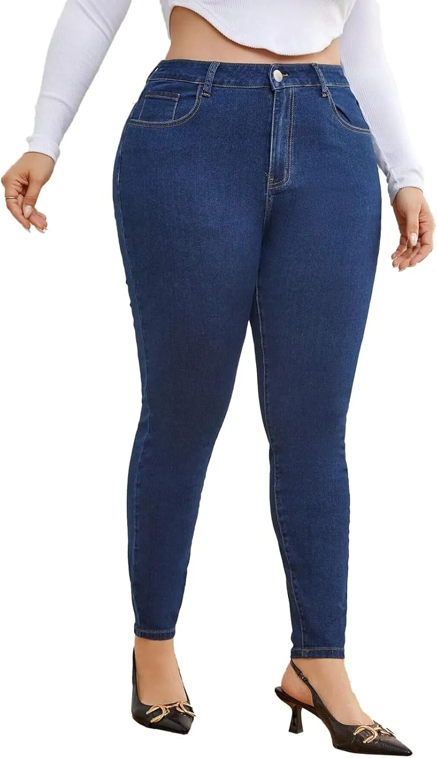 KISSPLUS Plus Size Skinny Jeans for Women High Waist Pencil Women Jeans Curvy High Waist Stretchy Denim Pants for Women