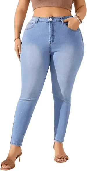 KISSPLUS Plus Size Skinny Jeans for Women High Waist Pencil Women Jeans Curvy High Waist Stretchy Denim Pants for Women