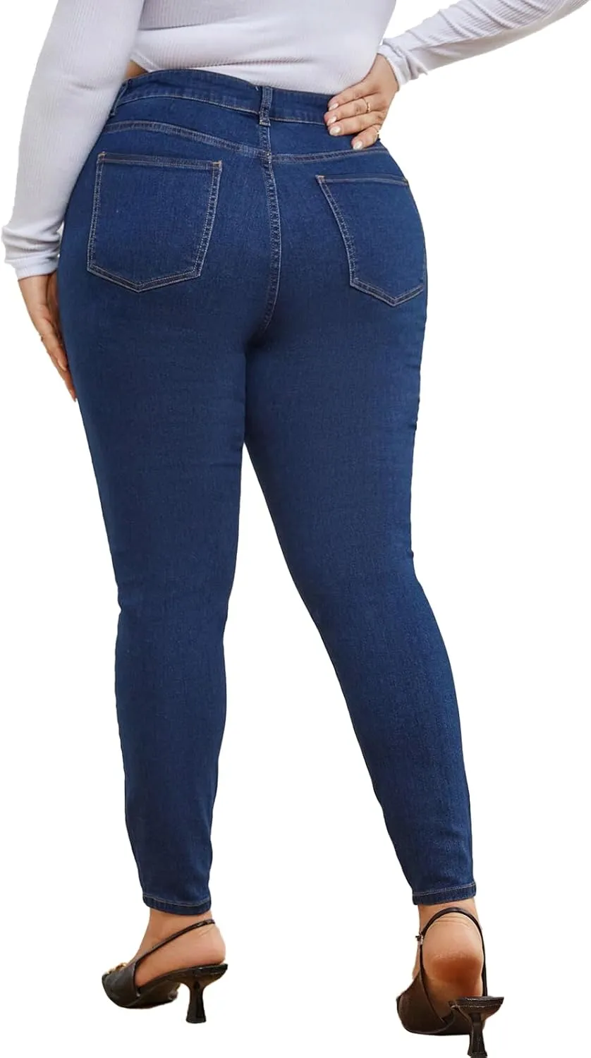 KISSPLUS Plus Size Skinny Jeans for Women High Waist Pencil Women Jeans Curvy High Waist Stretchy Denim Pants for Women