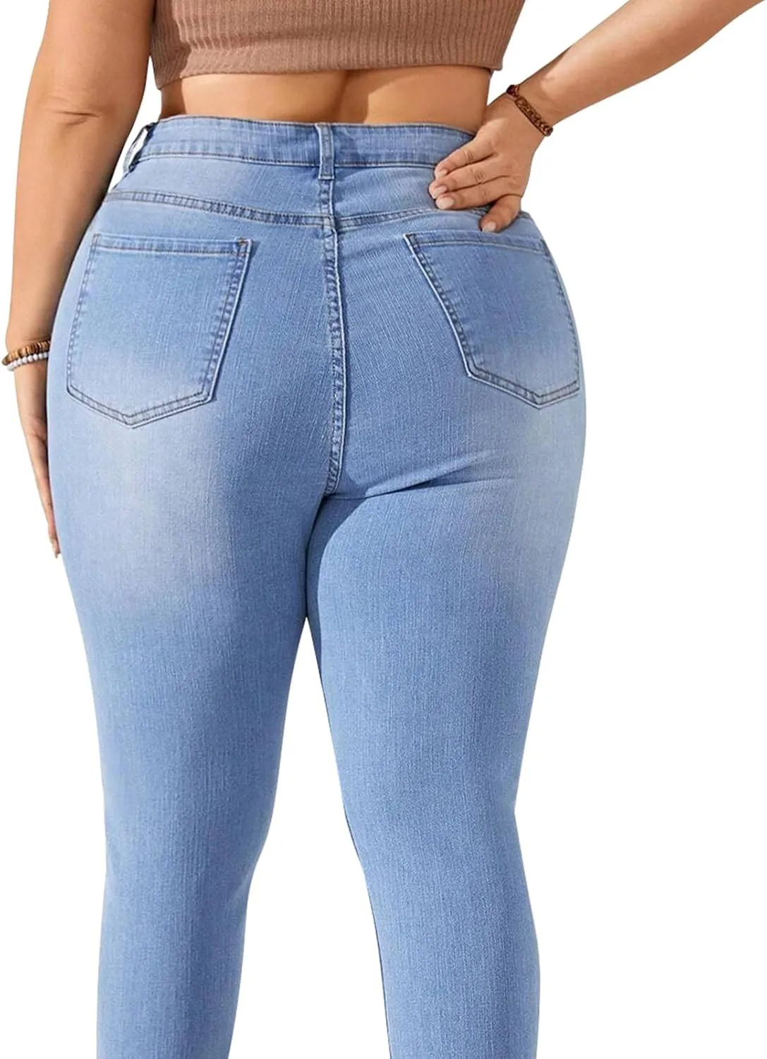 KISSPLUS Plus Size Skinny Jeans for Women High Waist Pencil Women Jeans Curvy High Waist Stretchy Denim Pants for Women