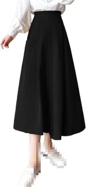Korean-Style Loose high-Waist Cropped Wide-Leg Pants for Women,Spring,Elastic Waist Skirt-Pants