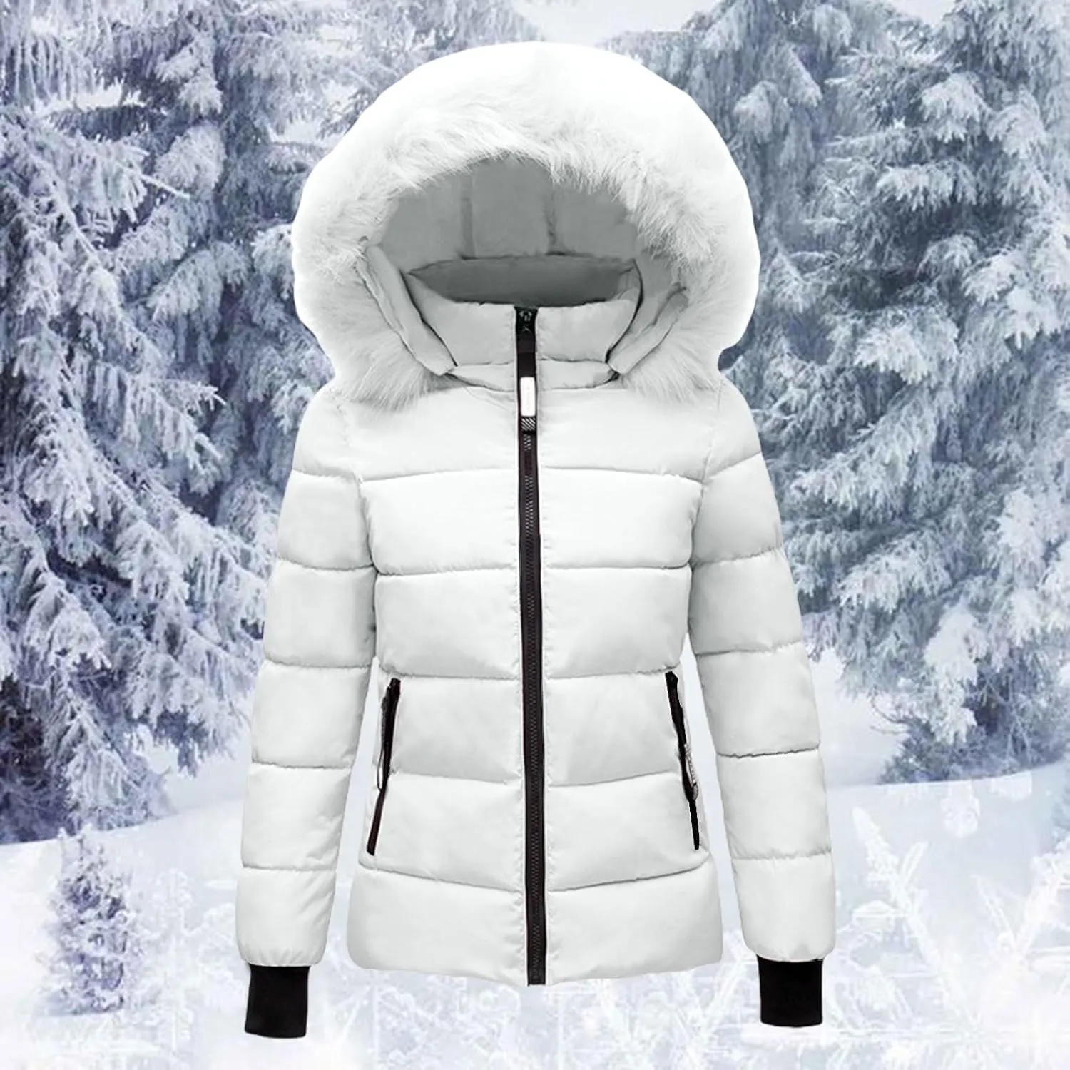 Kubbon Women's Winter Puffer Coat Waterproof Warm Long Puffer Jacket Thicken Fleece Lined Down Jacket Waterproof Hooded Parka