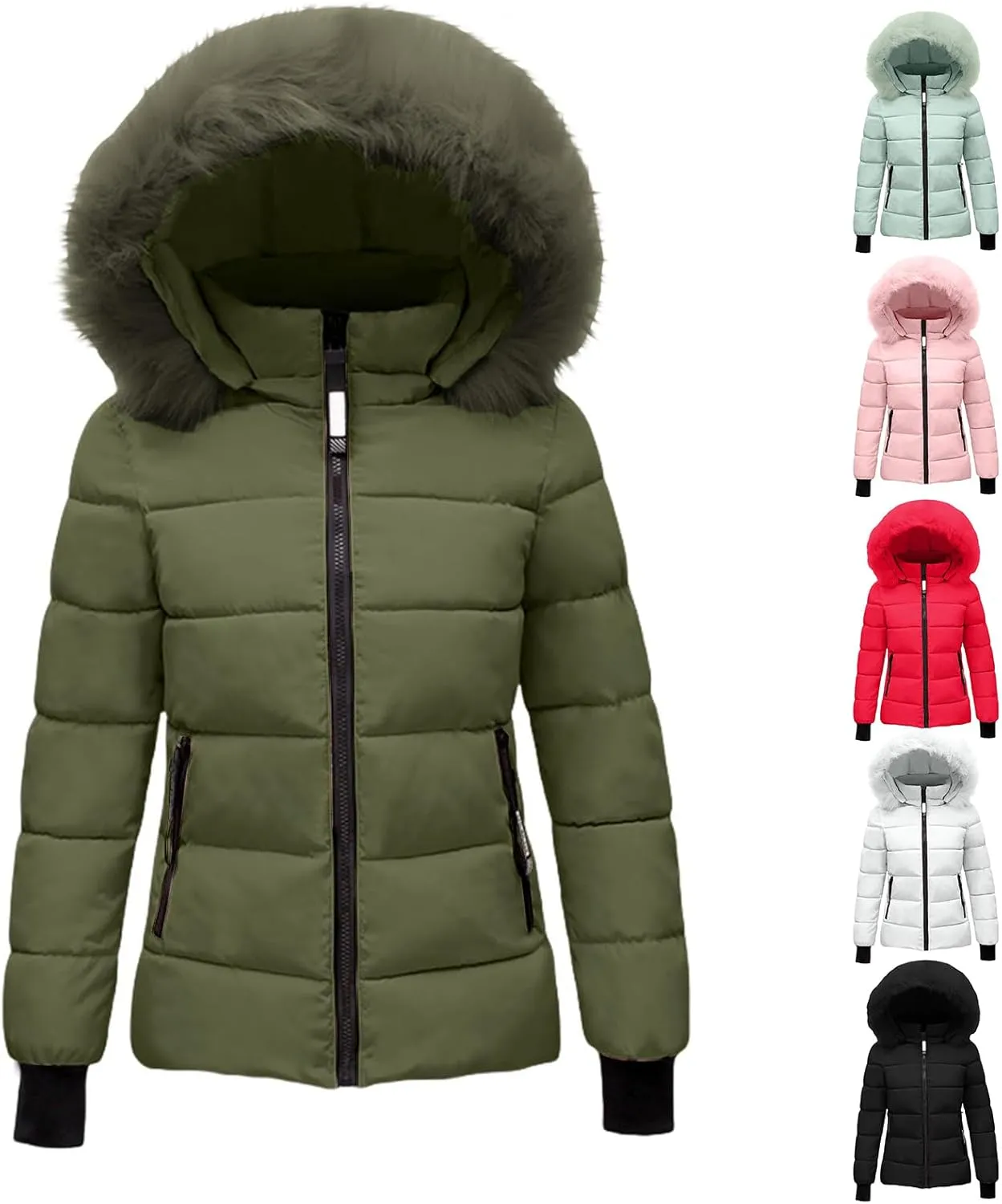 Kubbon Women's Winter Puffer Coat Waterproof Warm Long Puffer Jacket Thicken Fleece Lined Down Jacket Waterproof Hooded Parka