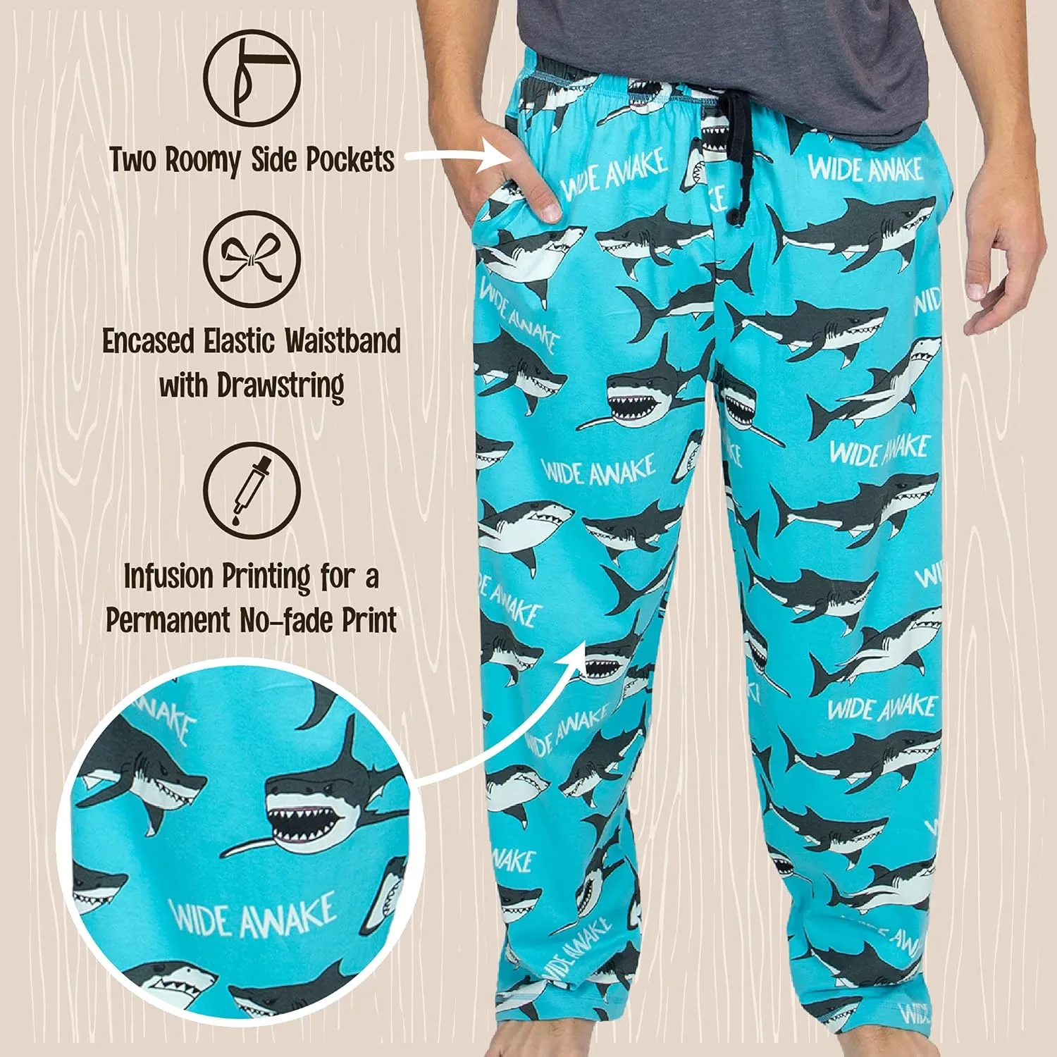 Lazy One Funny Ocean Pajama Pants For Men, Men's Separate Bottoms, Lounge Pants, Fishing PJs