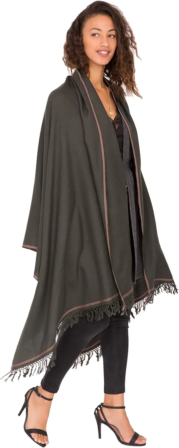 likemary Pashmina Shawls and Wraps for Women - Travel Blanket Scarf - Warm & Large Wool Wrap - Handmade Gift - Khaki Green Scarf