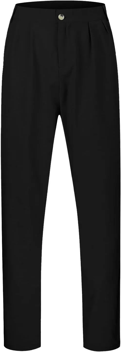 Linen Cargo Pants for Men, Summer Casual Elastic Waist Pants with Pockets, Relaxed Fit Holiday Beach Yoga Lounge Pants