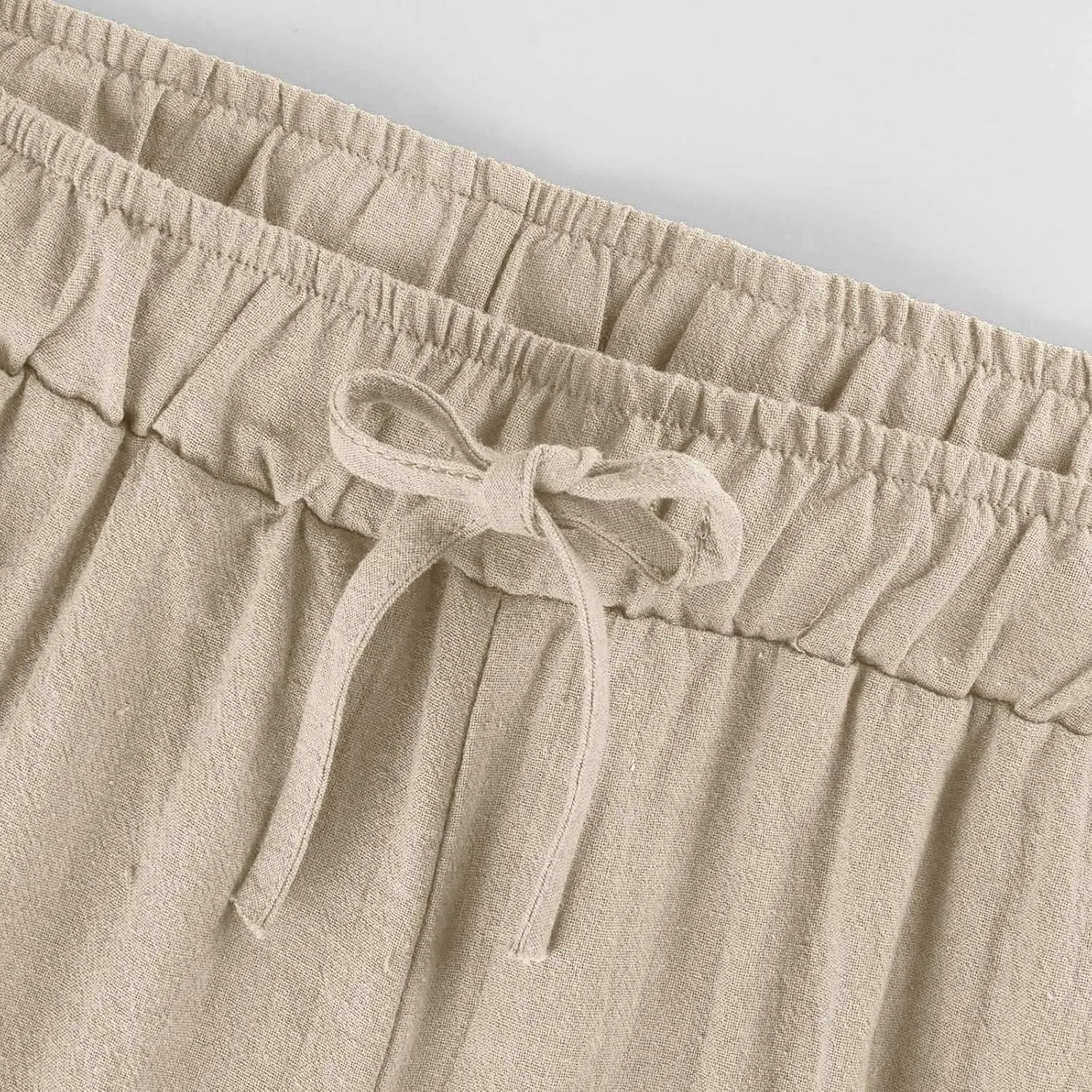 Linen Pants Women Summer Loose Wide Leg Palazzo Pants Beach Pants Straight Leg High Waisted Pants with Pockets