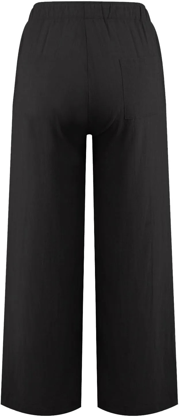 Linen Pants Women Summer Loose Wide Leg Palazzo Pants Beach Pants Straight Leg High Waisted Pants with Pockets