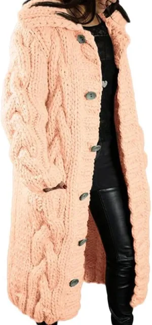 Long Cable Knit Cardigans for Women Chunky Thick Sweater Coat Knitted Open Front Cardigan Sweater Jacket Outerwear
