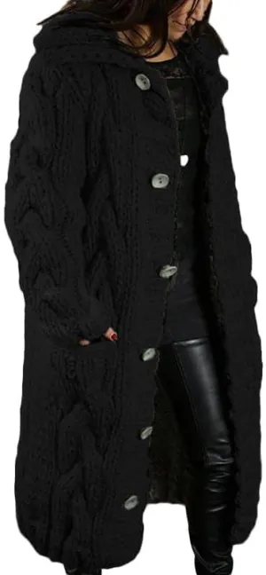 Long Cable Knit Cardigans for Women Chunky Thick Sweater Coat Knitted Open Front Cardigan Sweater Jacket Outerwear