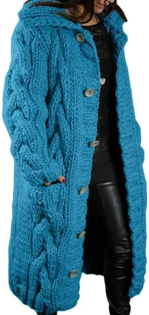 Long Cable Knit Cardigans for Women Chunky Thick Sweater Coat Knitted Open Front Cardigan Sweater Jacket Outerwear