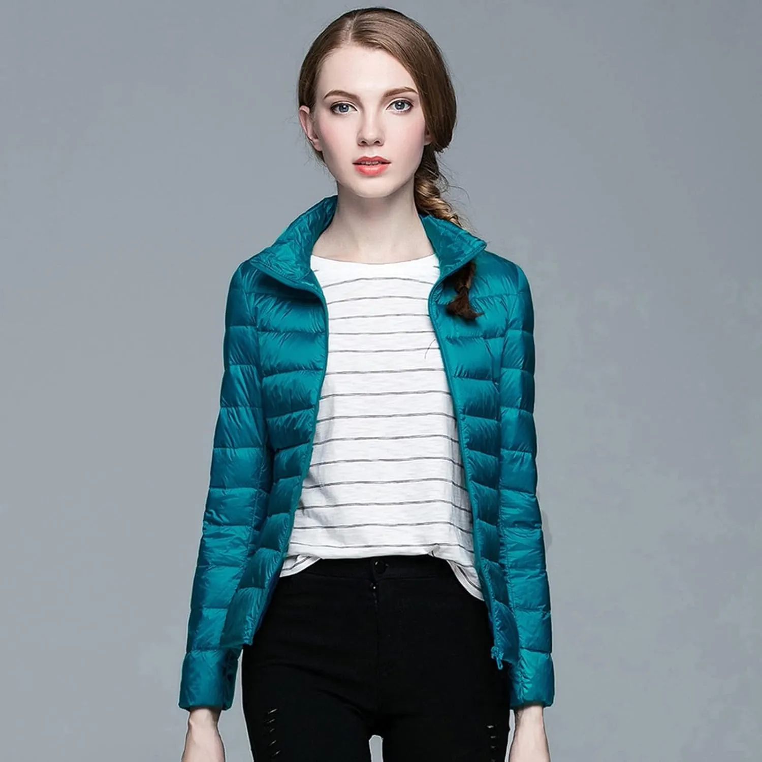 Long Down Coats for Women Stand Collar Skimpy Winter Lightweight Puffer Jackets Bubble Coats Down Jacket Women