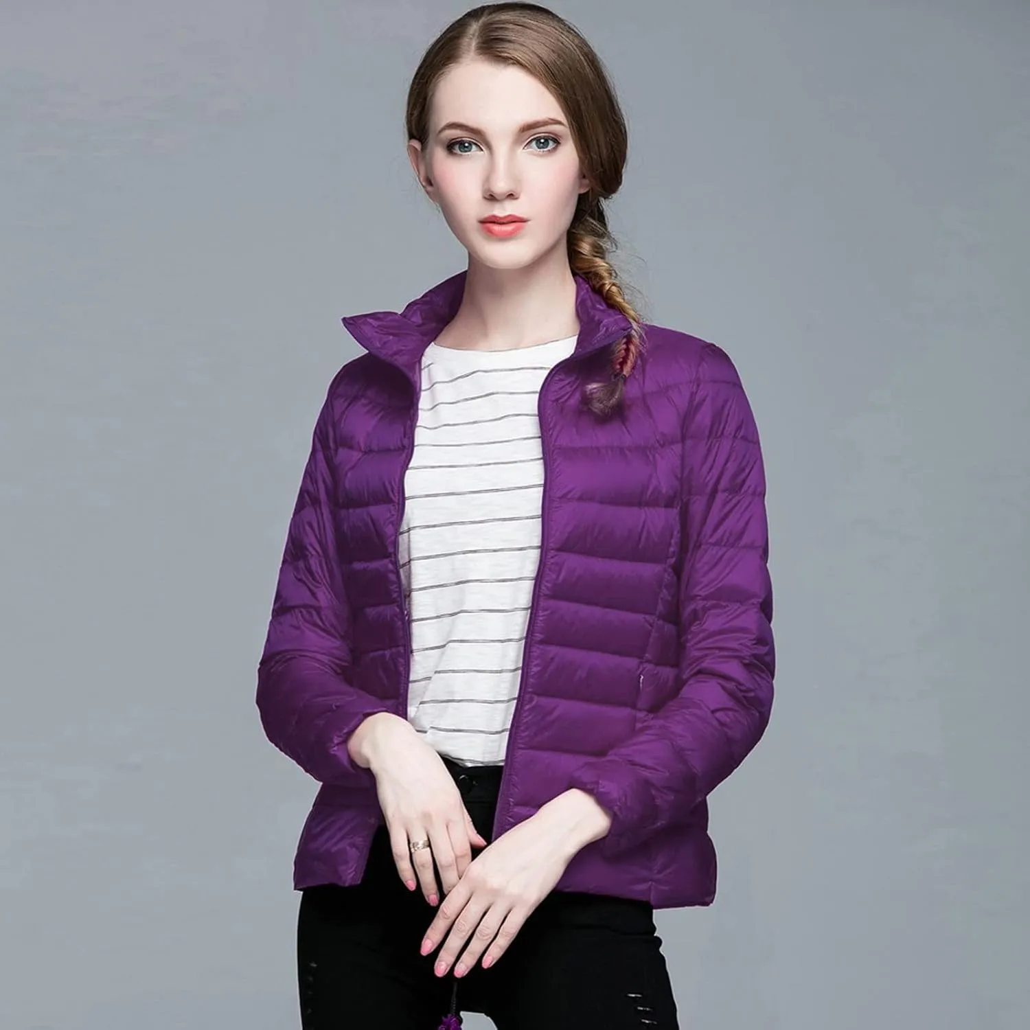 Long Down Coats for Women Stand Collar Skimpy Winter Lightweight Puffer Jackets Bubble Coats Down Jacket Women