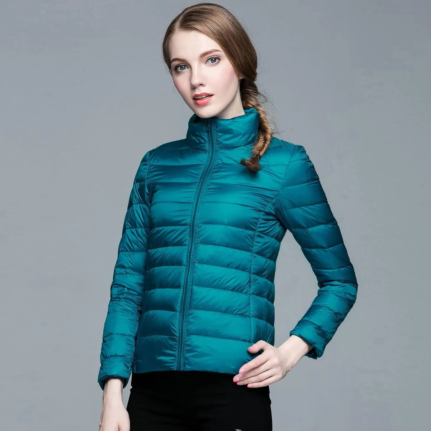 Long Down Coats for Women Stand Collar Skimpy Winter Lightweight Puffer Jackets Bubble Coats Down Jacket Women