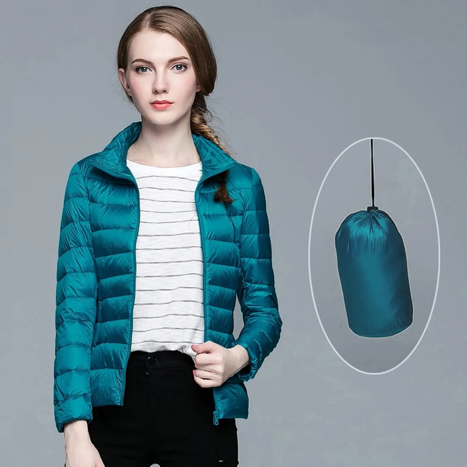 Long Down Coats for Women Stand Collar Skimpy Winter Lightweight Puffer Jackets Bubble Coats Down Jacket Women