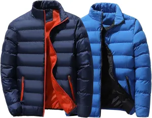 Maiyifu-GJ 2 Pack Men's Winter Puffer Jacket Lightweight Warm Windproof Down Coats Quilted Thicken Padded Coat Outerwear