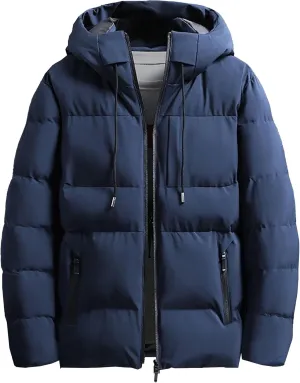 Maiyifu-GJ Men's Puffer Jacket Windproof Warm Hooded Winter Down Coat Lightweight Thicken Quilted Padded Coats Outerwear