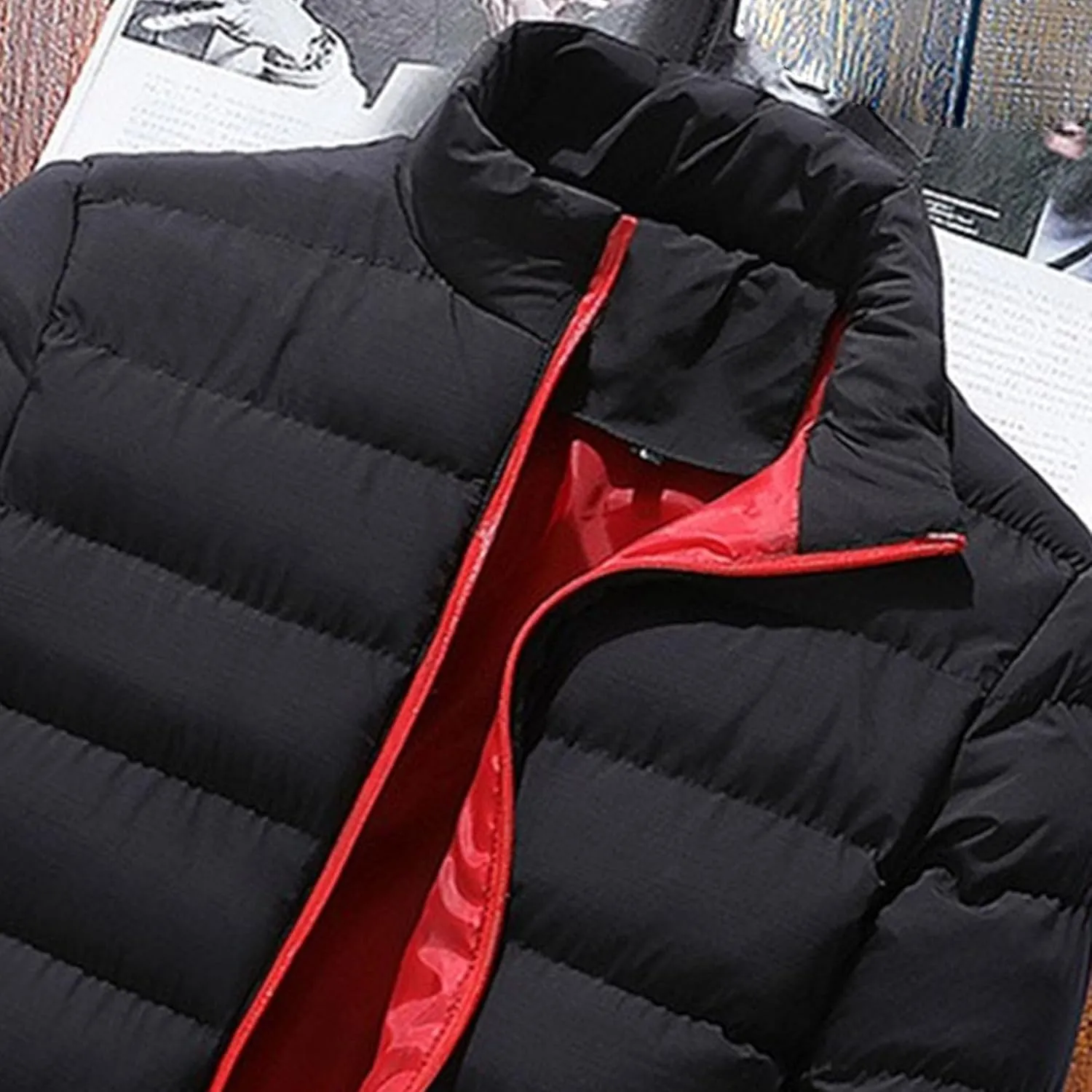 Maiyifu-GJ Men's Quilted Puffer Jacket Winter Warm Lightweight Down Coat Windproof Thicken Padded Coats Outerwear