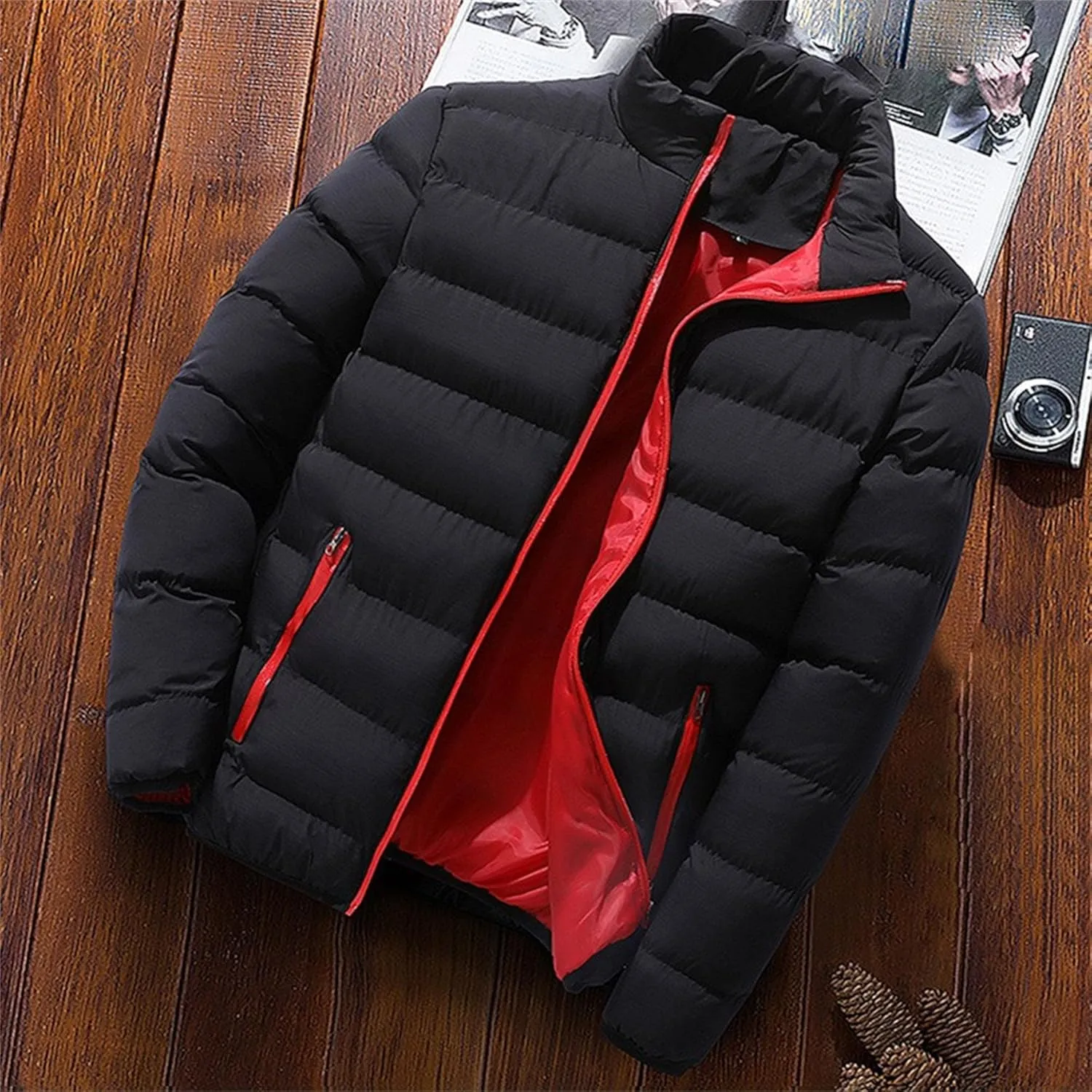 Maiyifu-GJ Men's Quilted Puffer Jacket Winter Warm Lightweight Down Coat Windproof Thicken Padded Coats Outerwear