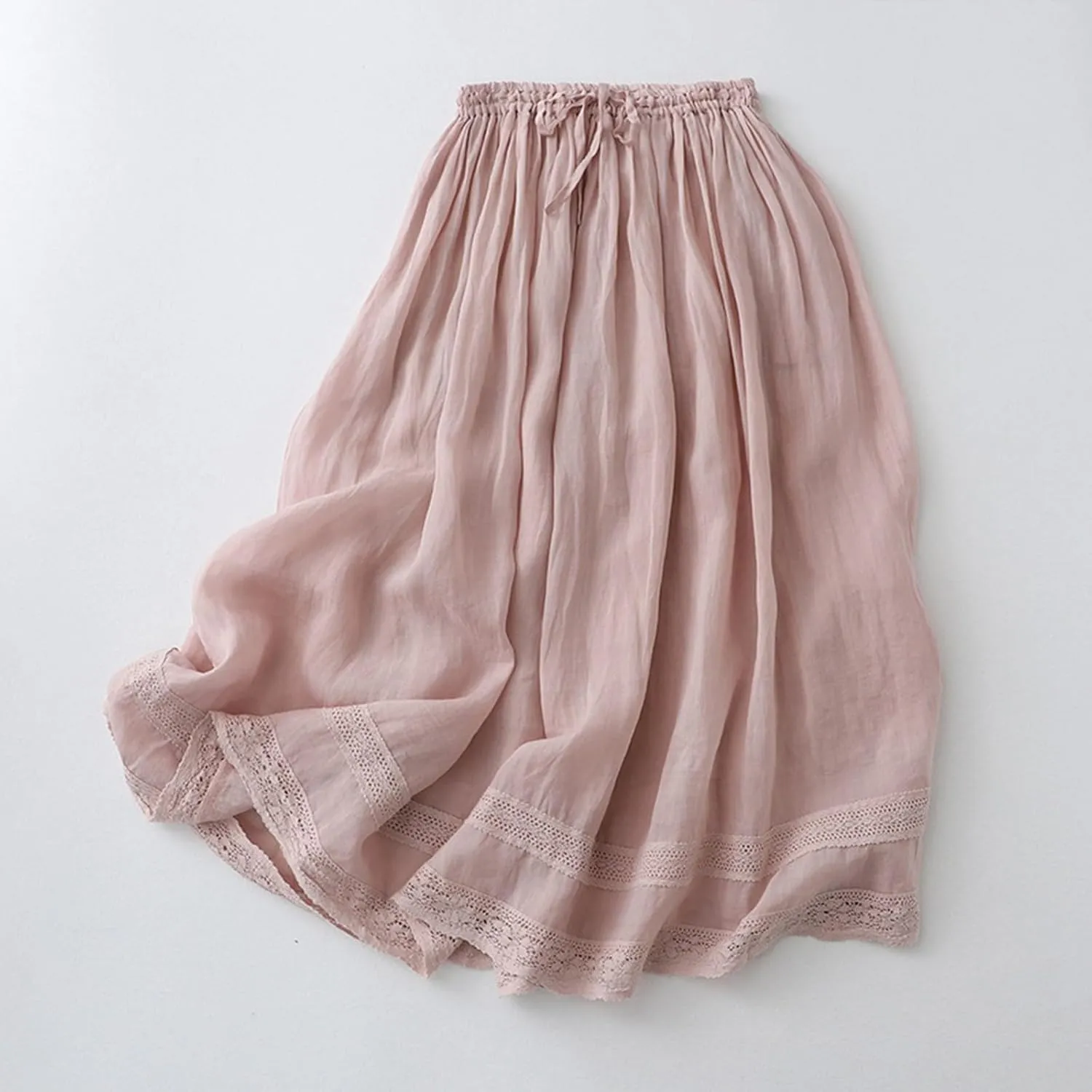 Maxi Skirt for Women High Elastic Waist Drawstring Tummy Control A-Line Trendy Pleated Casual Vacation Midi Skirts