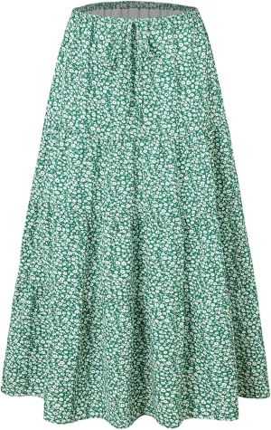 Maxi Skirts for Women Summer A Line Flowy Tiered Bohemian Drawstring High Waist Casual Flowy Skirts with Tie
