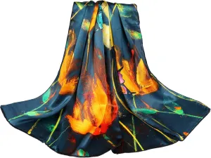 MEISEE 100% Pure Mulberry Silk Scarf 43”*43” Large Square Lightweight Headscarf Women’s Hair Wraps Shawls with Gift Packed