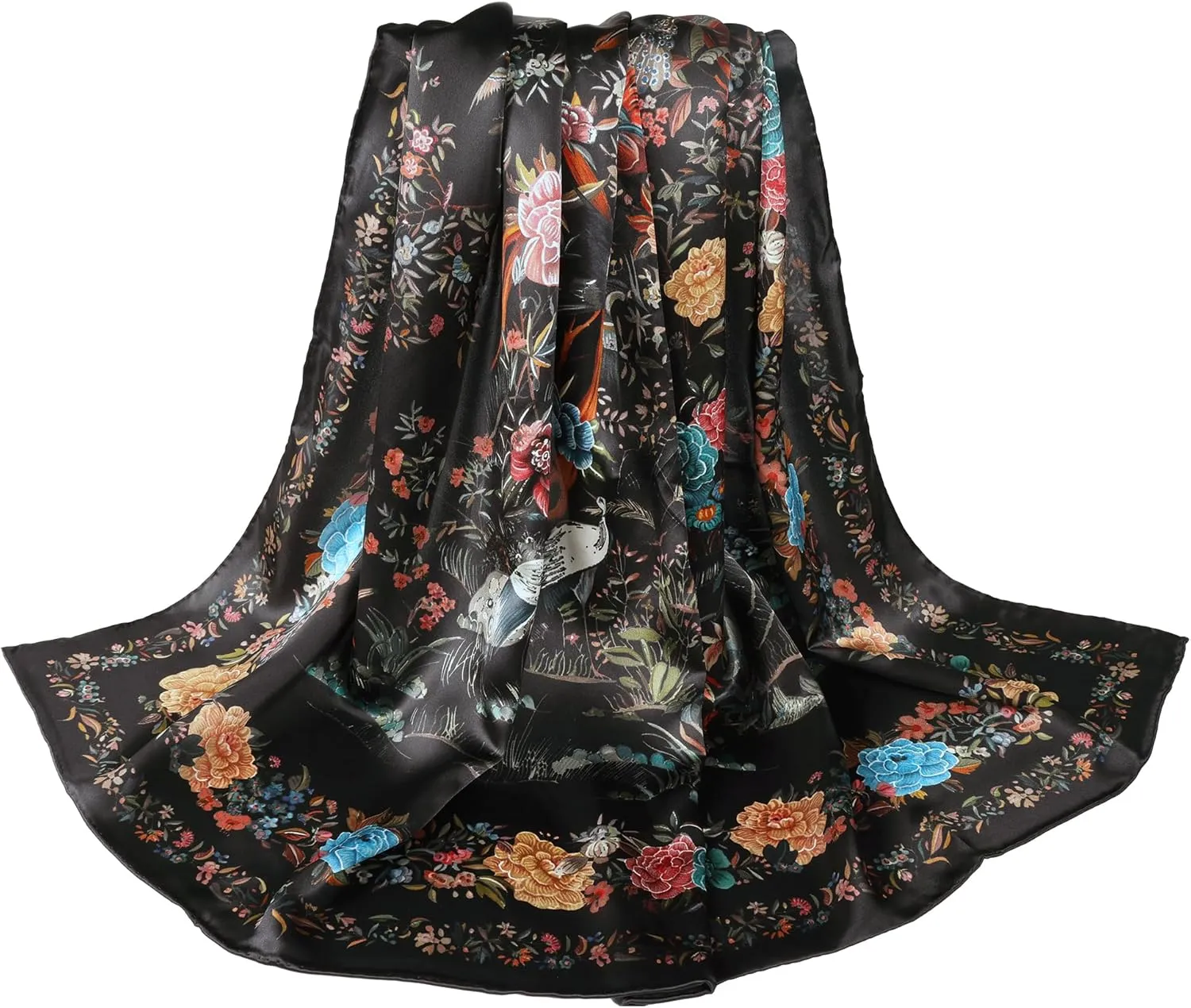 MEISEE 100% Pure Mulberry Silk Scarf 43”*43” Large Square Lightweight Headscarf Women’s Hair Wraps Shawls with Gift Packed