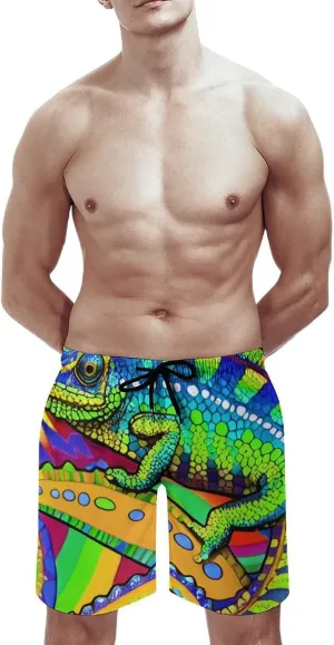 Men Big & Tall Swim Trunks Half Pants Basic Beachwear Plus Size, Quick Dry
