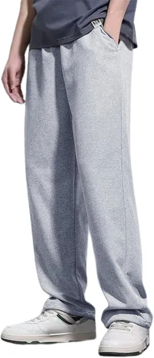 Mens Casual Pants Loose Fit Elastic Drawstring Waist Straight-Leg Summer Yoga Beach Long Pants, Tactical Pants for Men