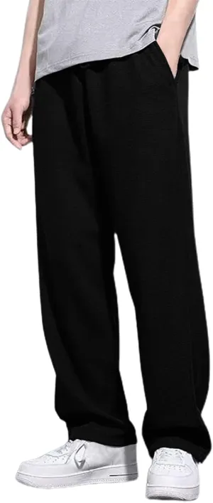 Mens Casual Pants Loose Fit Elastic Drawstring Waist Straight-Leg Summer Yoga Beach Long Pants, Tactical Pants for Men