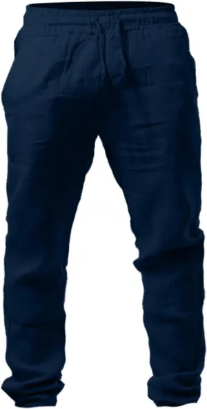 Men's Linen Casual Pants Elastic Lightweight Breathable Drawstring Beach Lounge Daily Summer Travel