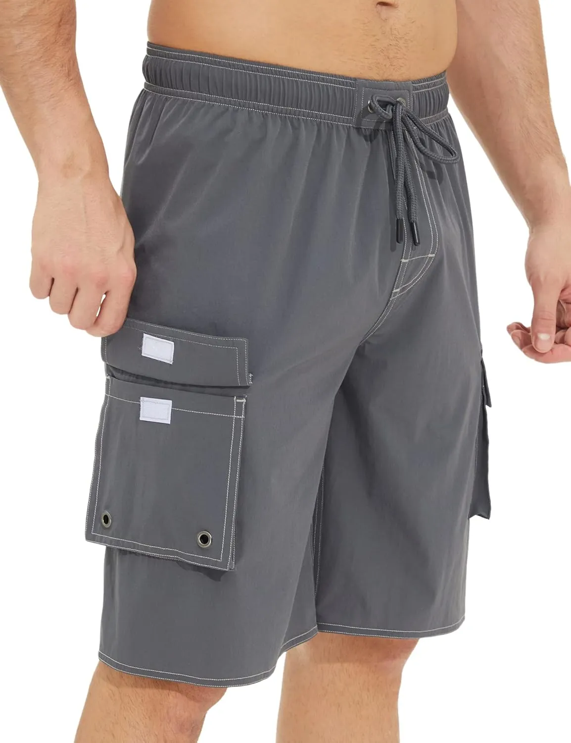 Mens Long Board Shorts Compression Liner 10 Inch Inseam Beachwear