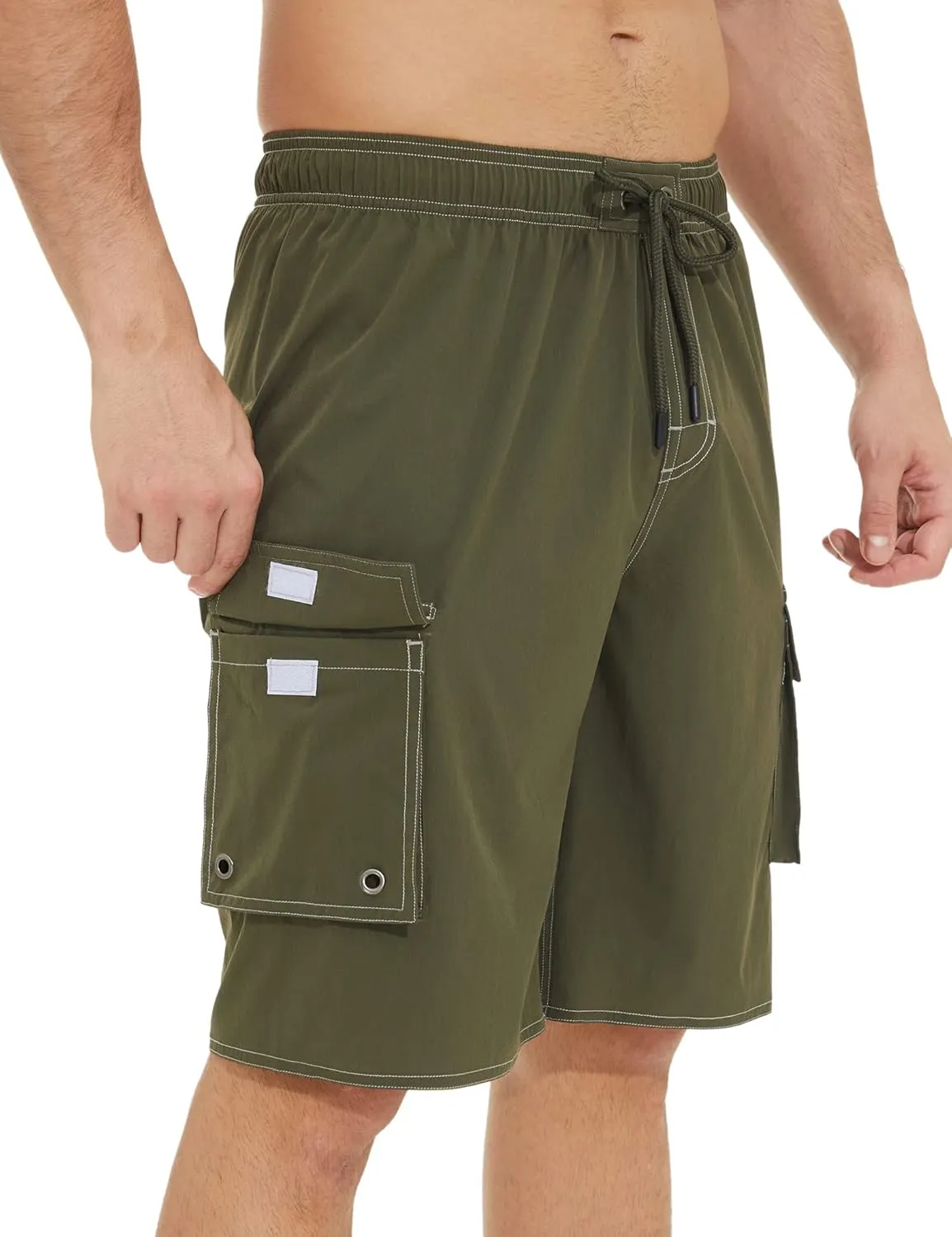 Mens Long Board Shorts Compression Liner 10 Inch Inseam Beachwear