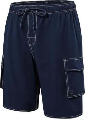 Mens Long Board Shorts Compression Liner 10 Inch Inseam Beachwear