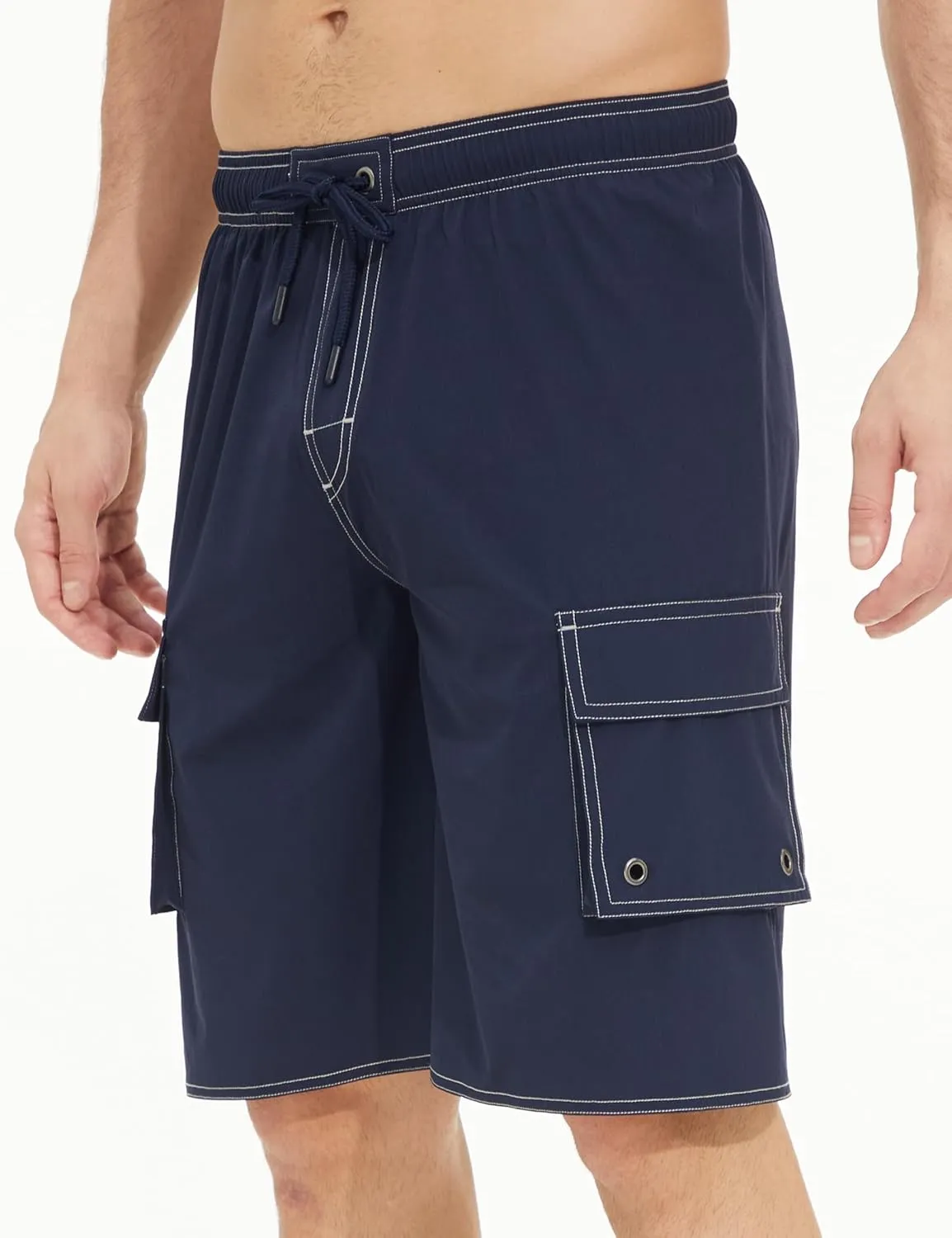 Mens Long Board Shorts Compression Liner 10 Inch Inseam Beachwear