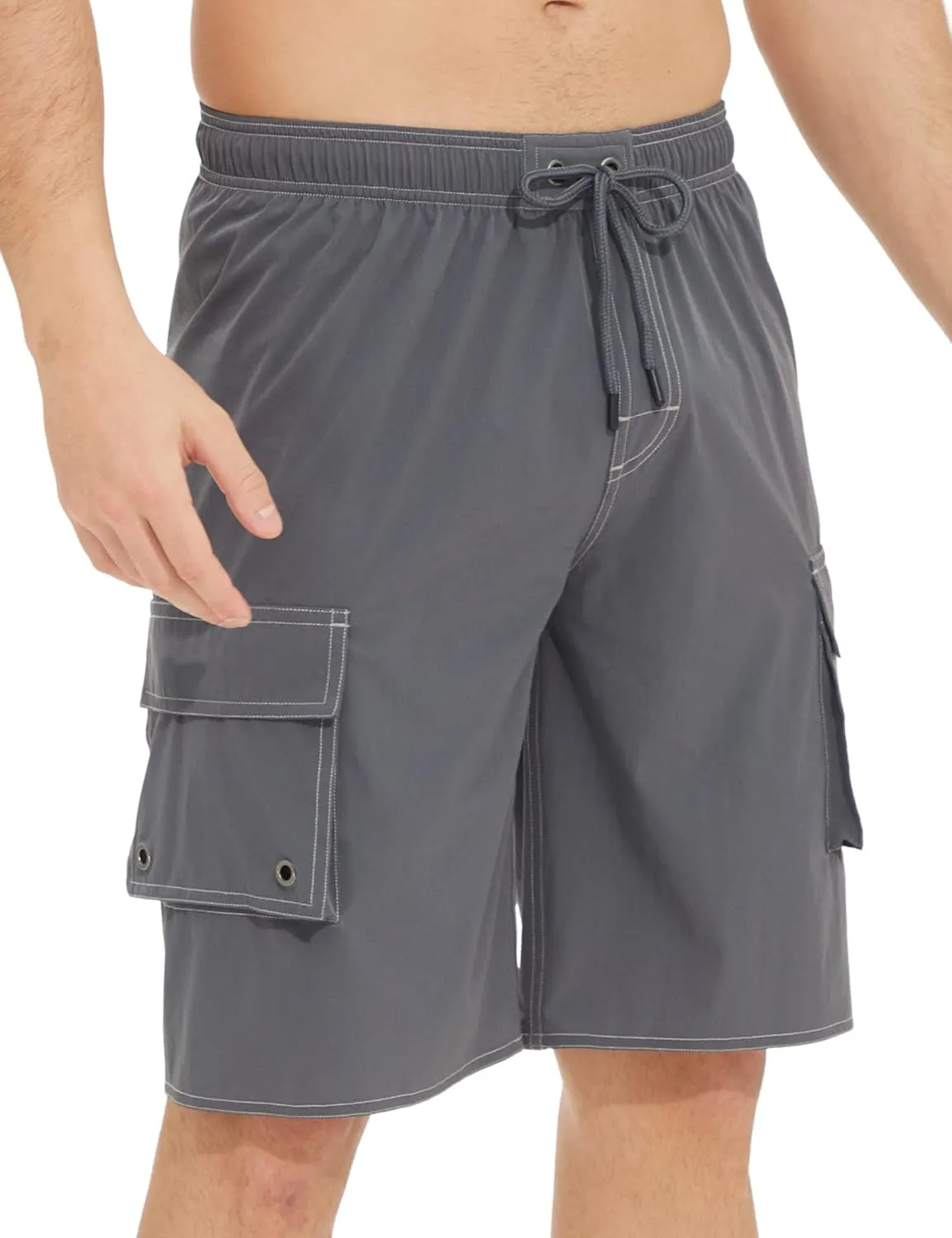 Mens Long Board Shorts Compression Liner 10 Inch Inseam Beachwear
