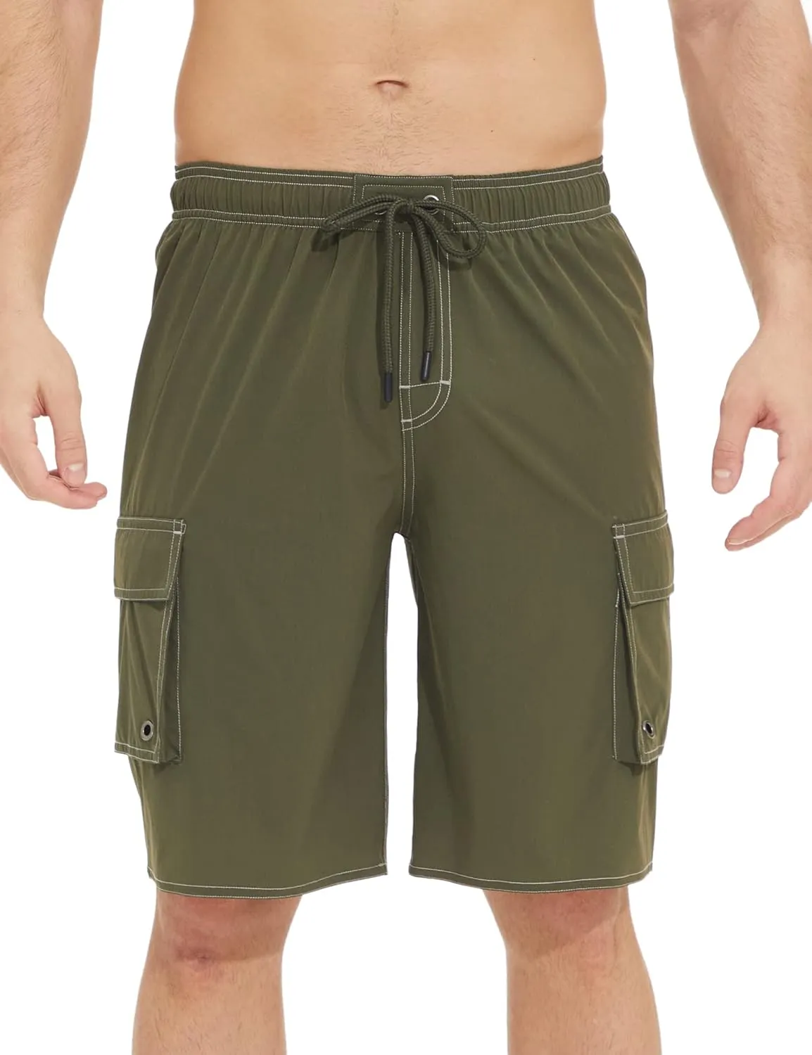 Mens Long Board Shorts Compression Liner 10 Inch Inseam Beachwear