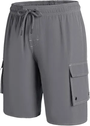 Mens Long Board Shorts Compression Liner 10 Inch Inseam Beachwear