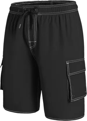Mens Long Board Shorts Compression Liner 10 Inch Inseam Beachwear