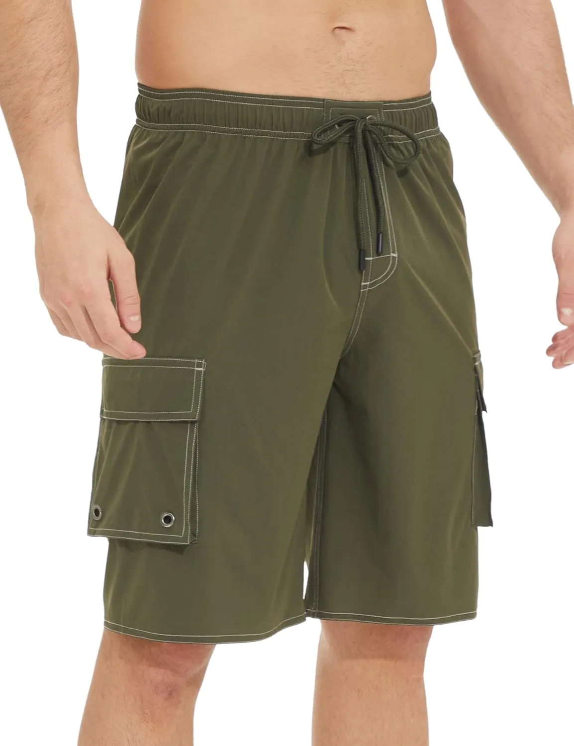 Mens Long Board Shorts Compression Liner 10 Inch Inseam Beachwear