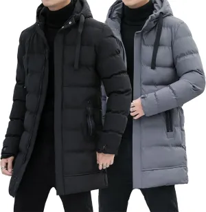 Men’s Long Winter Padded Parka Jackets Warm Windproof Down Coats Thickened Quilted Puffer Jacket Winter Outerwear