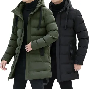 Mens Long Winter Padded Parka Jackets Warm Windproof Down Coats Thickened Quilted Puffer Jacket Winter Outerwear