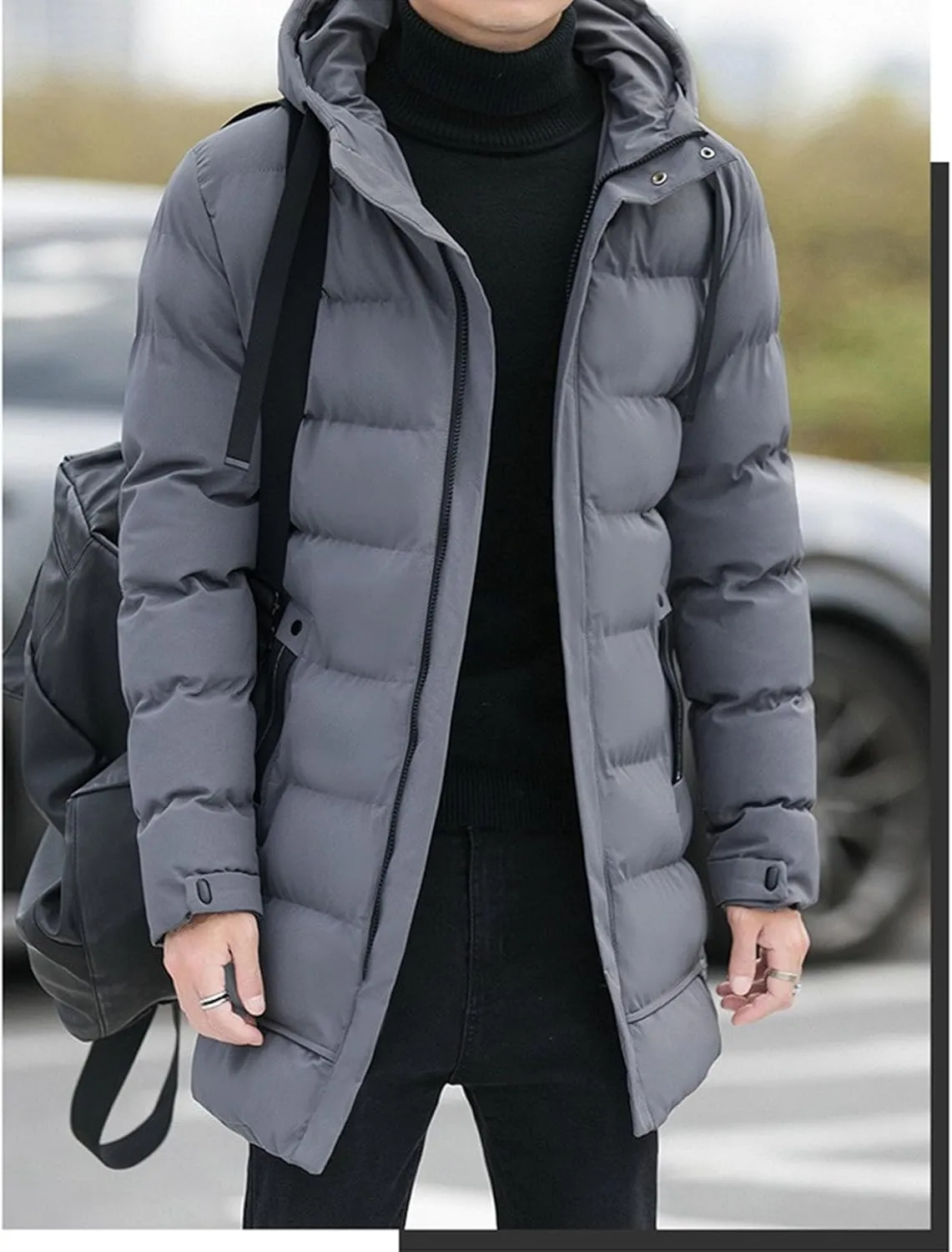 Men’s Long Winter Padded Parka Jackets Warm Windproof Down Coats Thickened Quilted Puffer Jacket Winter Outerwear