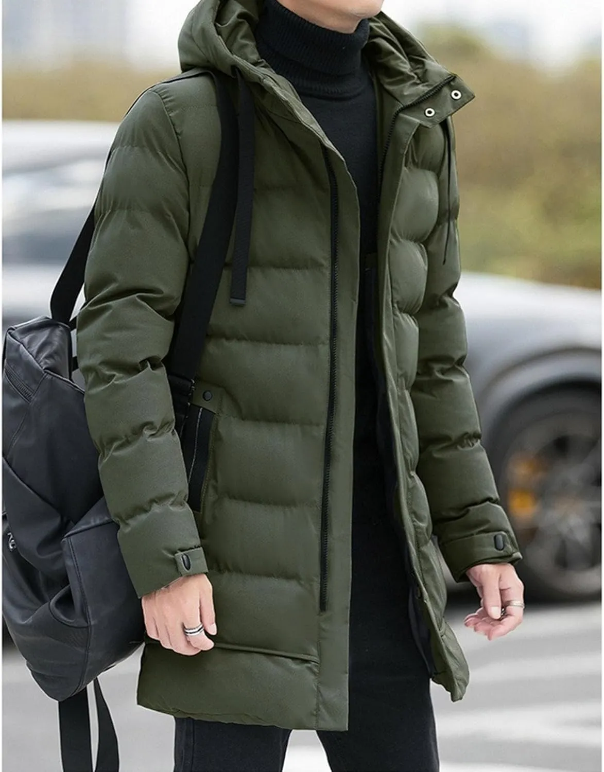 Mens Long Winter Padded Parka Jackets Warm Windproof Down Coats Thickened Quilted Puffer Jacket Winter Outerwear