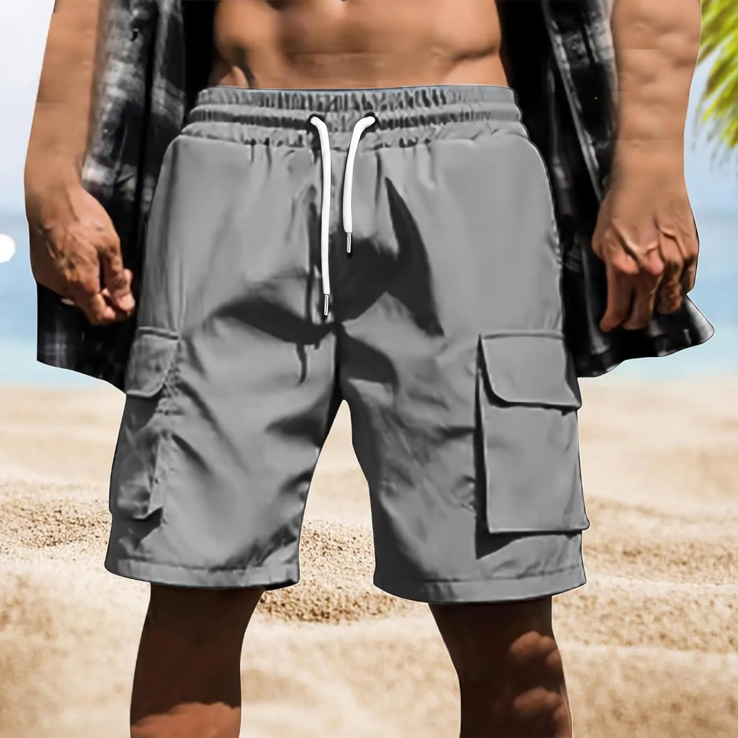 Mens Running Shorts Quick Dry Gym Athletic Workout Shorts Sports Split Bottoms for Men with Pockets