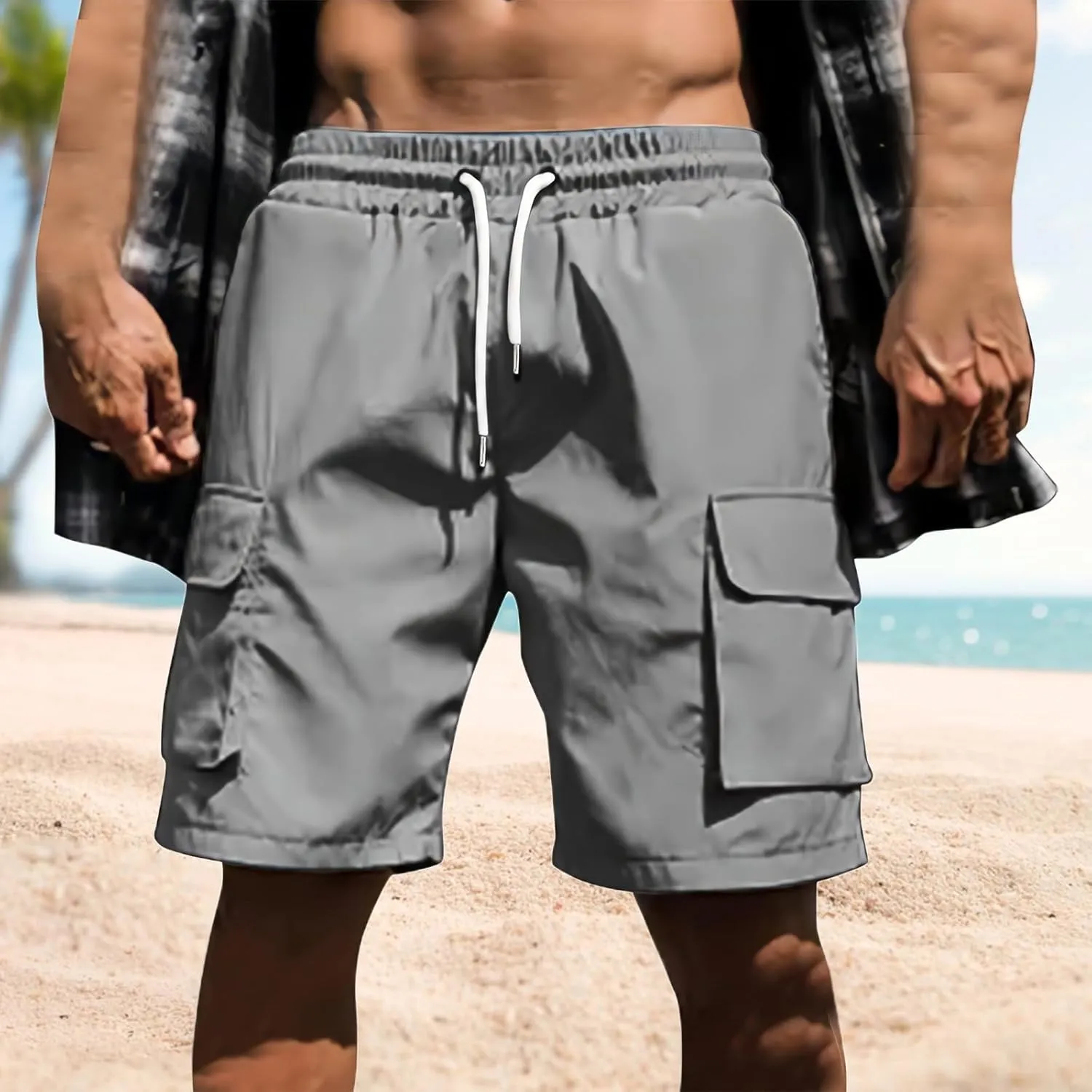 Mens Running Shorts Quick Dry Gym Athletic Workout Shorts Sports Split Bottoms for Men with Pockets