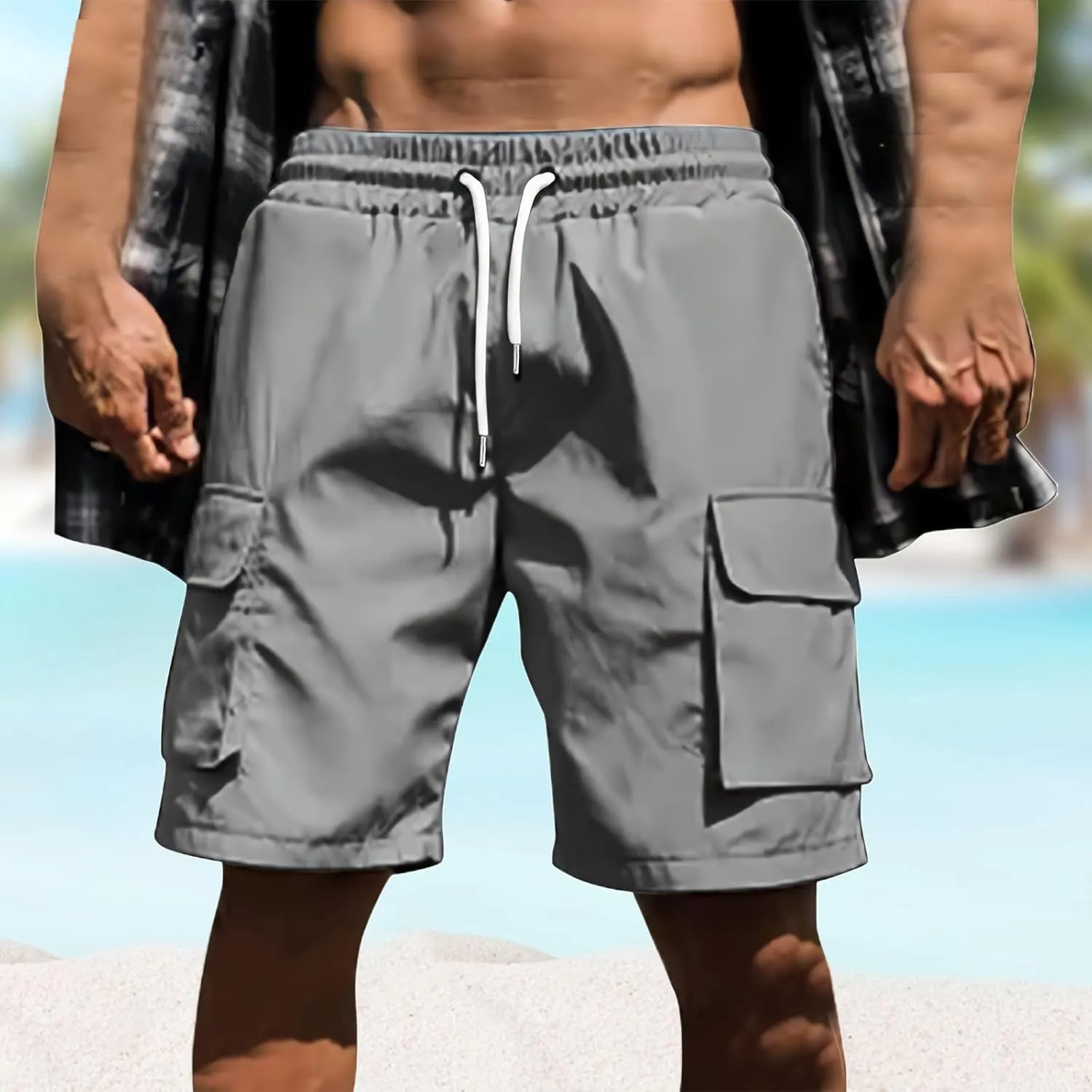 Mens Running Shorts Quick Dry Gym Athletic Workout Shorts Sports Split Bottoms for Men with Pockets